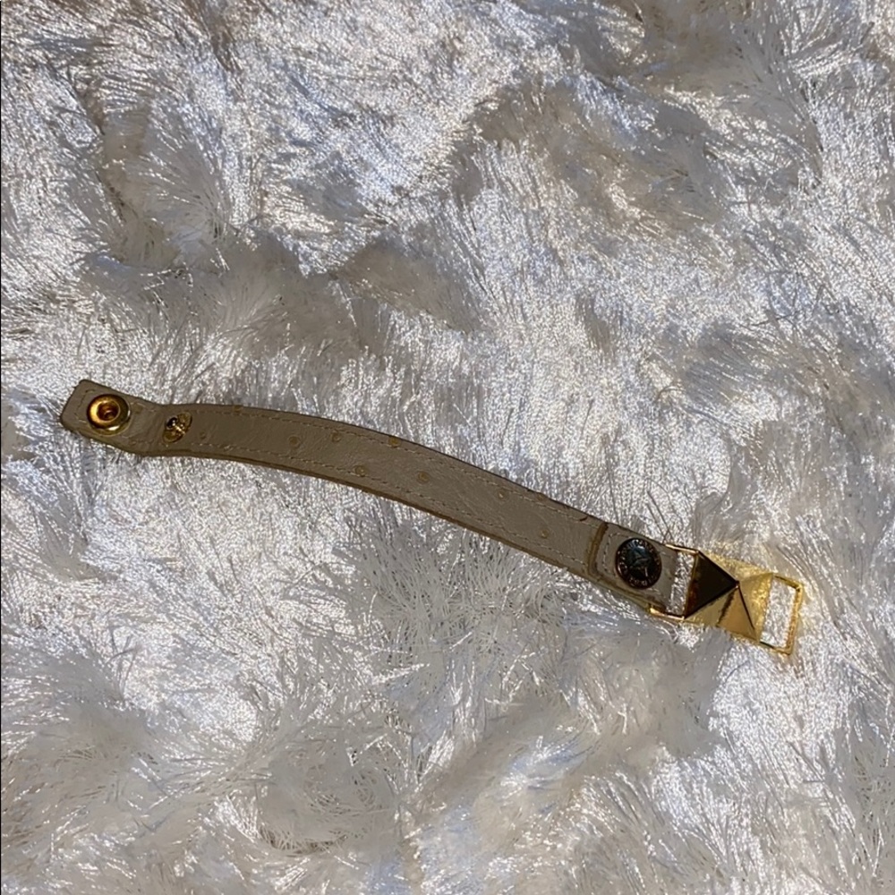 BCBG Leather Strap Gold Stud Bracelet